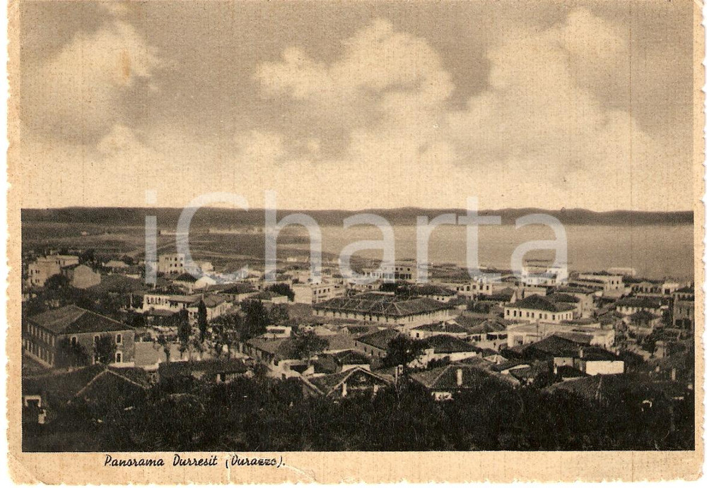 Cartolina originale da collezione 1939 DURAZZO ALBANIA DurrÃ«s Veduta aerea della cittÃ  Cartolina FG VG 1