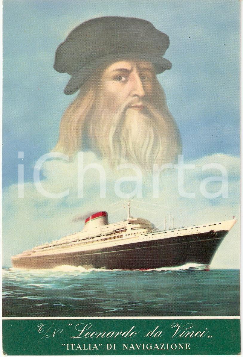 Cartolina originale da collezione 1960 ca MARINA MERCANTILE Transatlantico Leonardo DA VINCI Navigazione ITALIA 1