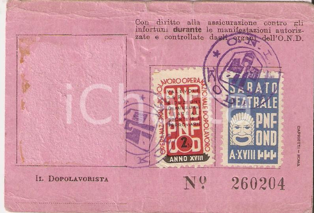 Documento originale, autentico 1939 MILANO Dopolavoro aziendale KODAK Tessera Lia CERUTTI DANNEGGIATA 1