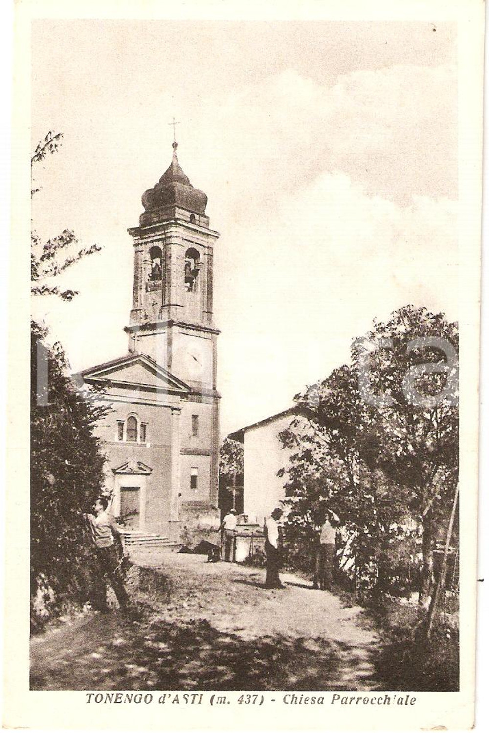 Cartolina originale da collezione 1930 ca TONENGO AT Chiesa IMMACOLATA CONCEZIONE Animata Cartolina FP NV 1