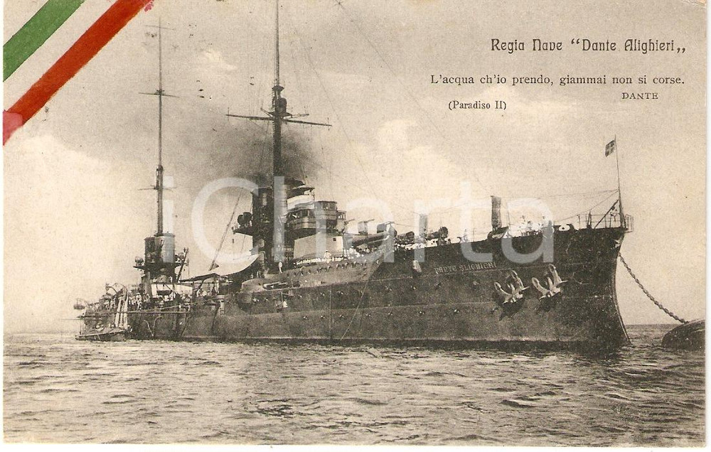 Cartolina originale da collezione 1915 MARINA MILITARE Regia nave Dante ALIGHIERI Corazzata Cartolina FP VG 1