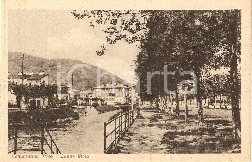 Cartolina originale da collezione 1943 ROMAGNANO SESIA NO Roggia MORA Lungofiume Panorama Cartolina FP NV 1