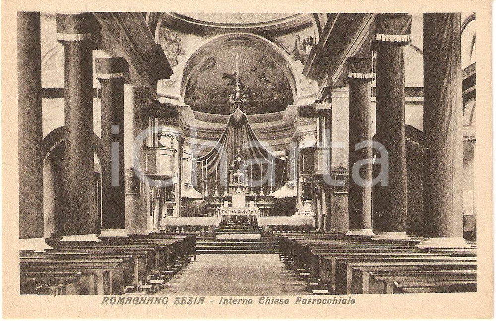 Cartolina originale da collezione 1943 ROMAGNANO SESIA NO Chiesa SANTISSIMA ANNUNZIATA e SAN SILVANO Cartolina 1