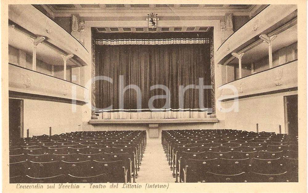 Cartolina originale da collezione 1944 CONCORDIA SUL SECCHIA MO Palcoscenico TEATRO DEL LITTORIO Cartolina FP 1