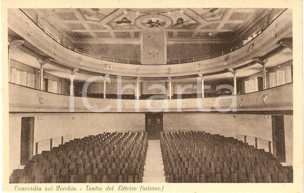 Cartolina originale da collezione 1944 CONCORDIA SUL SECCHIA MO Platea TEATRO DEL LITTORIO Cartolina FP NV 1