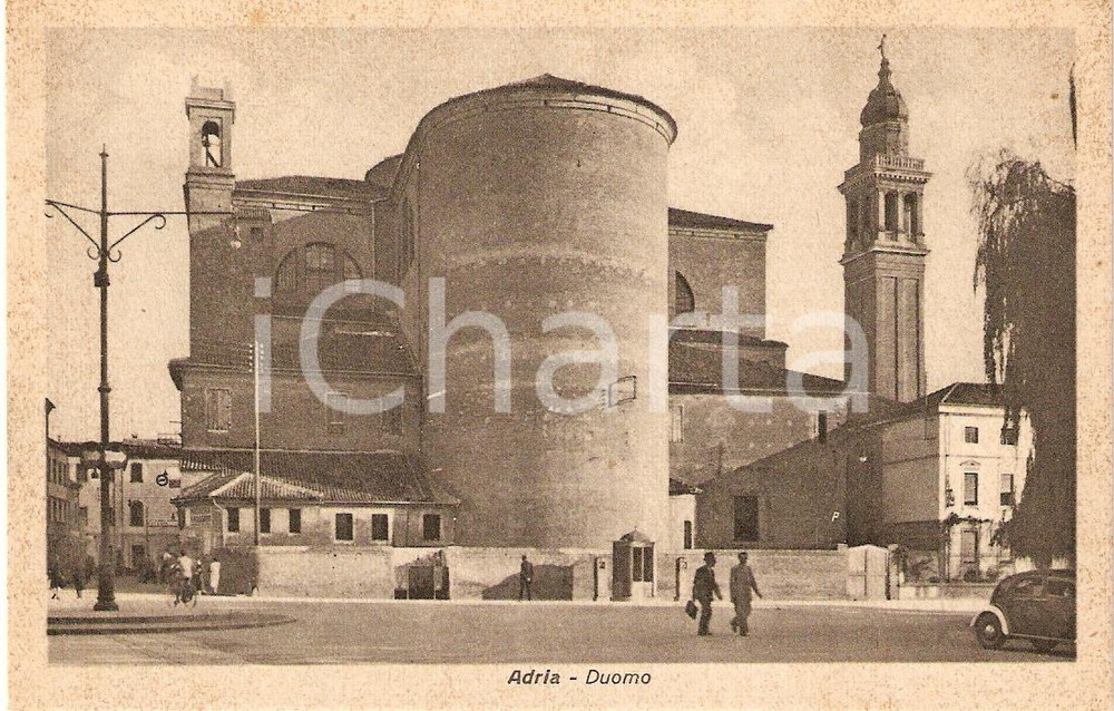 Cartolina originale da collezione 1935 ca ADRIA RO Cattedrale nuova SANTI PIETRO E PAOLO Animata Cartolina FP NV 1