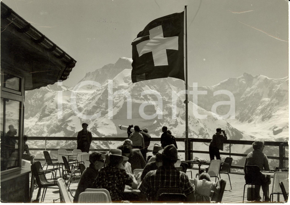 Fotografia d epoca originale 1980 ca BERNA CH JUNGFRAU visto da terrazza su monte SCHILTHORN Fotografia 1
