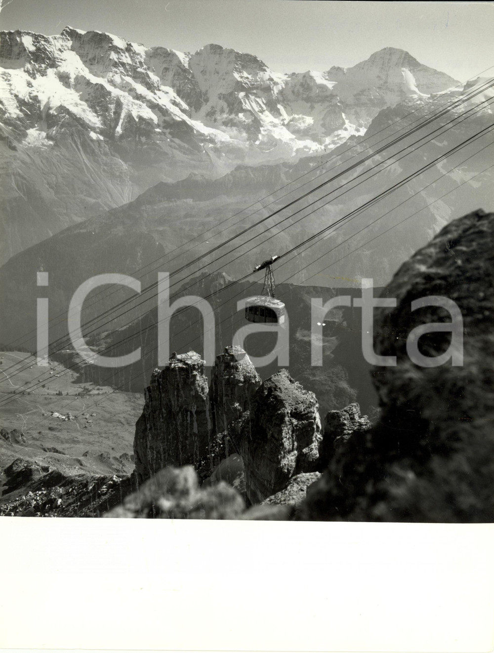 Fotografia d epoca originale 1980 ca SVIZZERA Funivia OBERLAND BERNESE verso SCHILTHORN Foto DANNEGGIATA 1