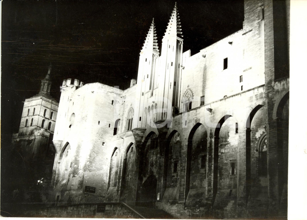 Fotografia d epoca originale 1964 AVIGNON France Palais des PAPES  Vision nocturne Photographie 1