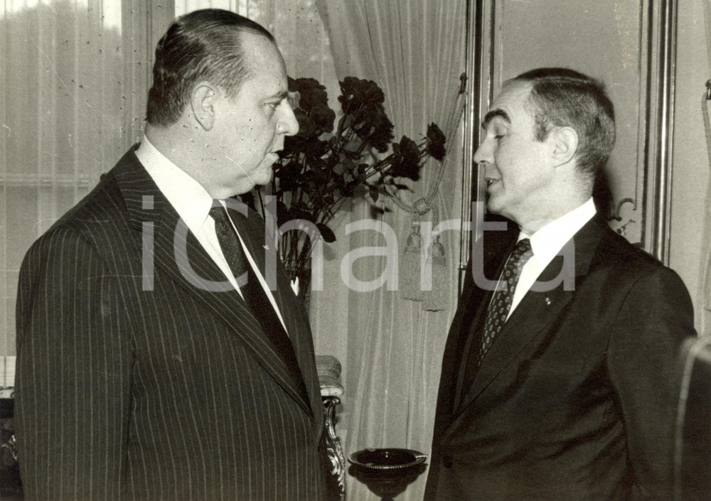 Fotografia d epoca originale 1979 PARIS F Raymond BARRE Jean MATTEOLI nouveau Ministre du Travail Photo 1