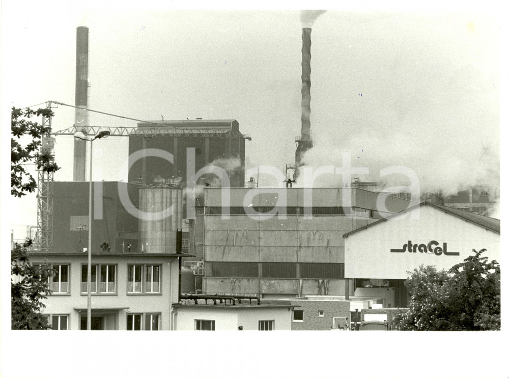 Fotografia d epoca originale 1988 STRASBURGO F STRACEL Stabilimenti della cartiera Cellulosa Fotografia 1