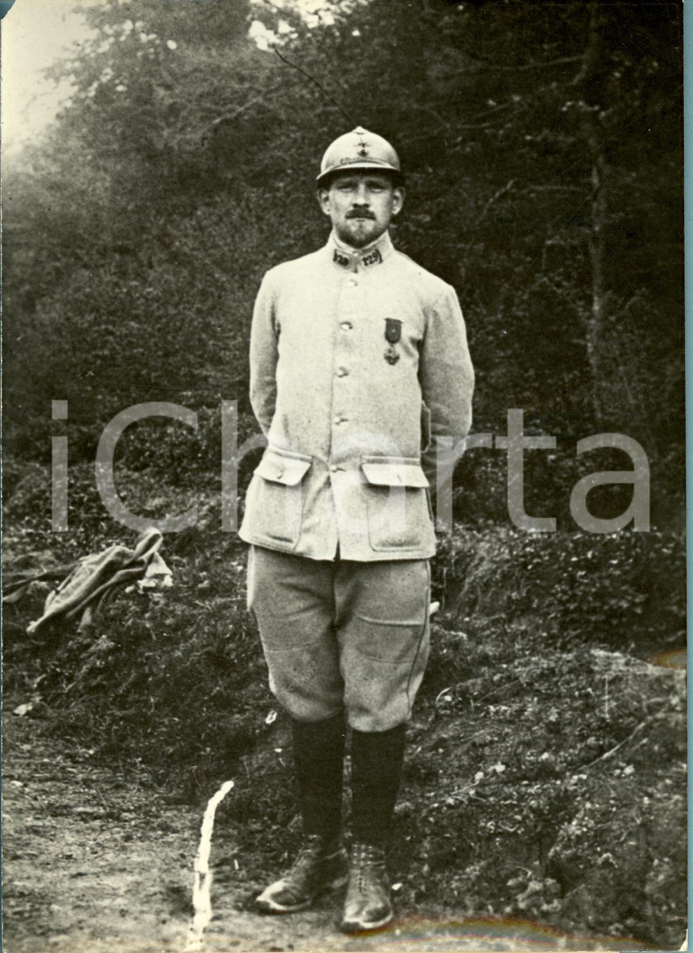 Fotografia d epoca originale 1915 ca FRANCE RenÃ© COTY soldat volontaire Bataille de VERDUN REPRINT 1956 1