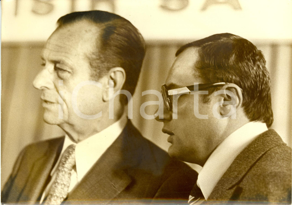 Fotografia d epoca originale 1976 RENNES F Jean LECANUET et Jacques BARROT  Centre des Democrates Sociaux 1