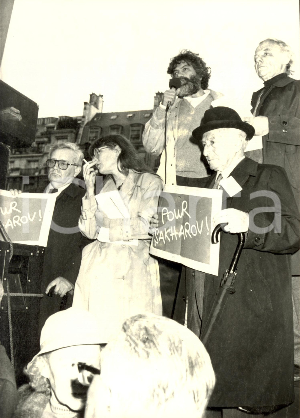 Fotografia d epoca originale 1984 PARIS F Marek HALTER et Jean Pierre BLOCH manifestation POUR SAKHAROV 1