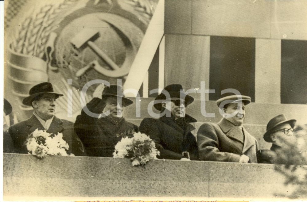 Fotografia d epoca originale 1957 MOSCA Russia Janos KADAR AntonÃ¬n NOVOTNY Chivu STOICA Todor ZHIVKOV Foto 1