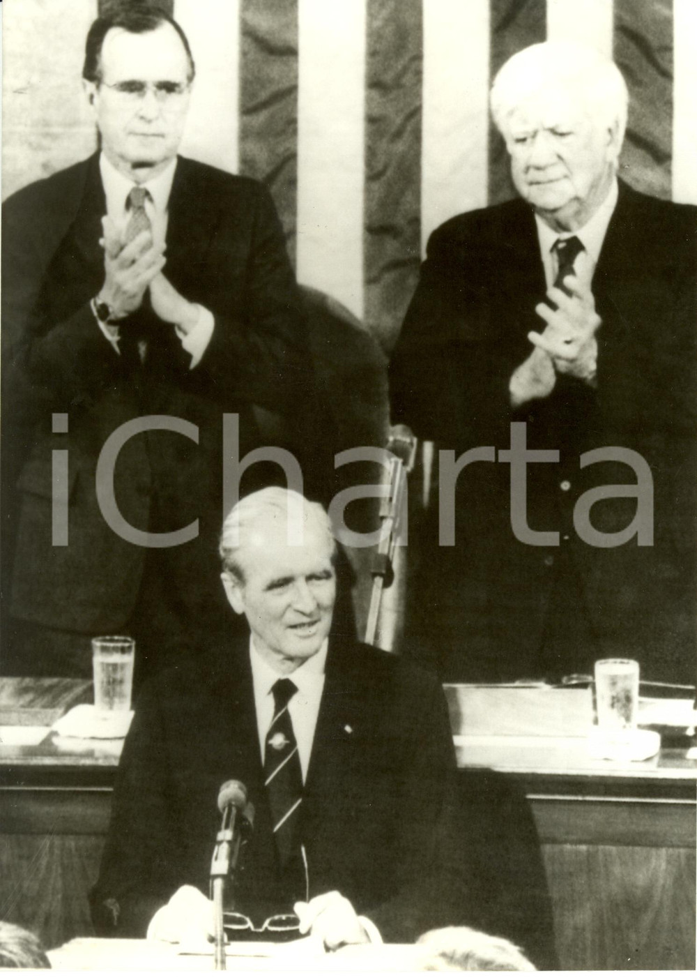 Fotografia d epoca originale 1983 WASHINGTON USA Karl CARSTENS George BUSH Thomas Philip O NEILL Foto 1