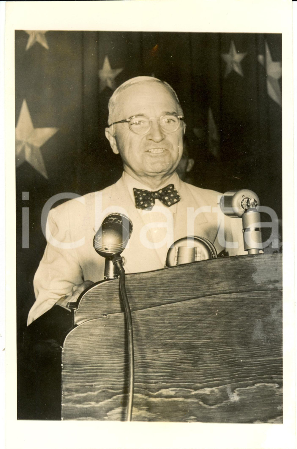 Fotografia d epoca originale 1950 ca USA Harry TRUMAN discorso all Associazione Americana della Stampa Foto 1