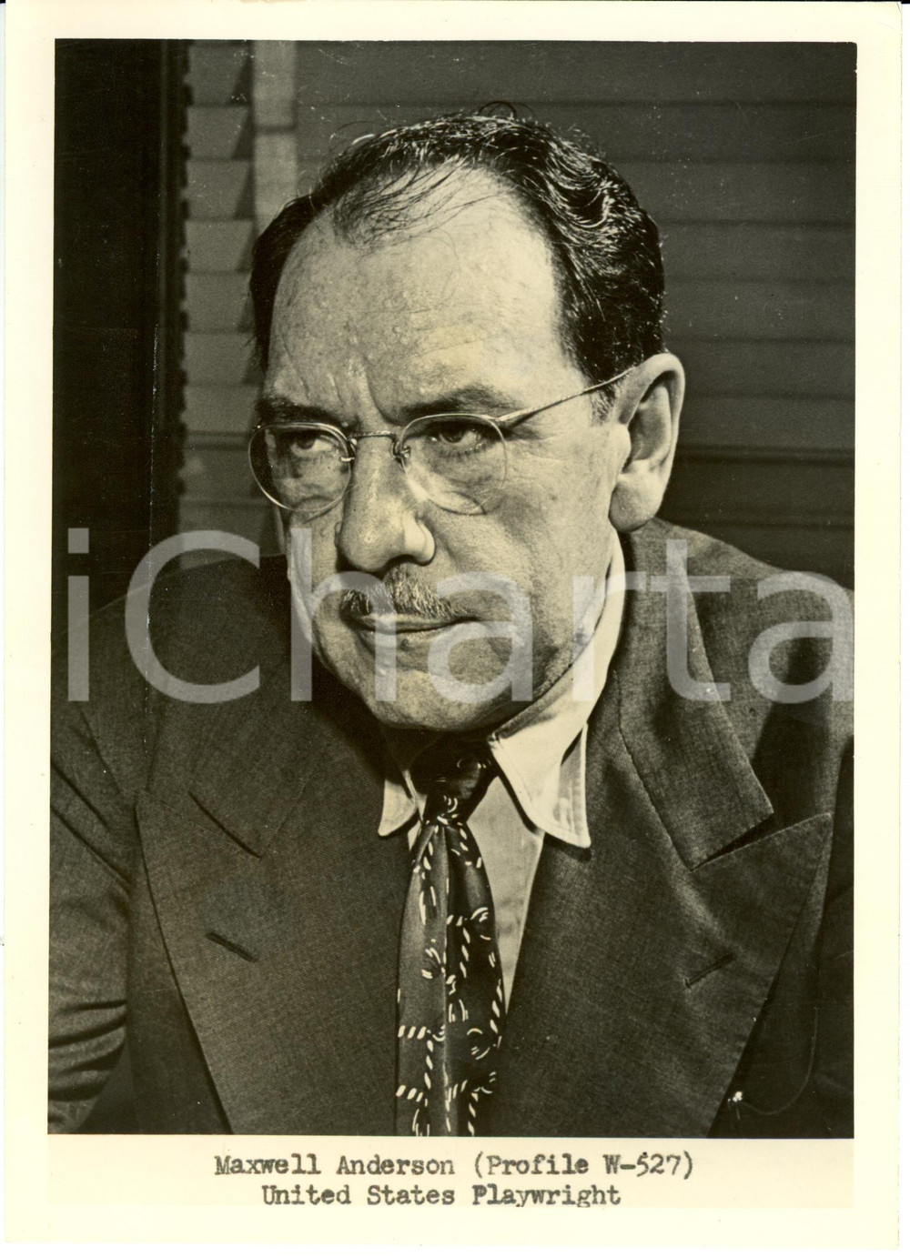 Fotografia d epoca originale 1945 ca USA James Maxwell ANDERSON Scrittore e autore teatrale Photograph 1