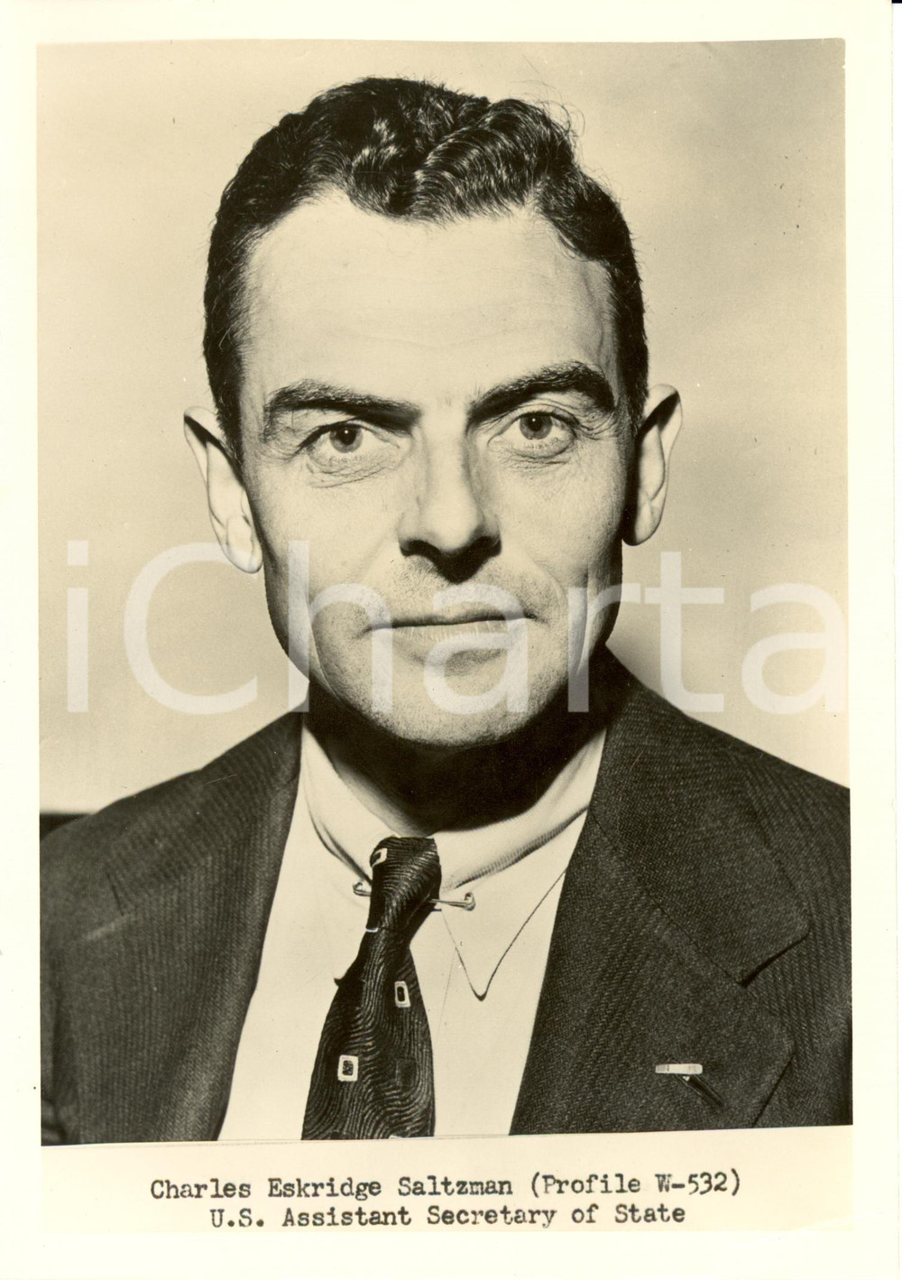 Fotografia d epoca originale 1947 USA Charles Eskridge SALTZMAN Assistant Secretary of State Photograph 1
