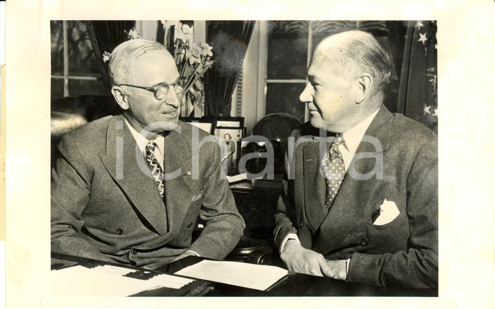 Fotografia d epoca originale 1947 WASHINGTON USA Harry TRUMAN riceve Lewis DOUGLAS Ambasciatore Fotografia 1