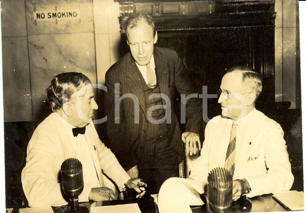 Fotografia d epoca originale 1945 ca USA Harry TRUMAN Robert PATTERSON Thomas CONNALLY Defense Program Photo 1