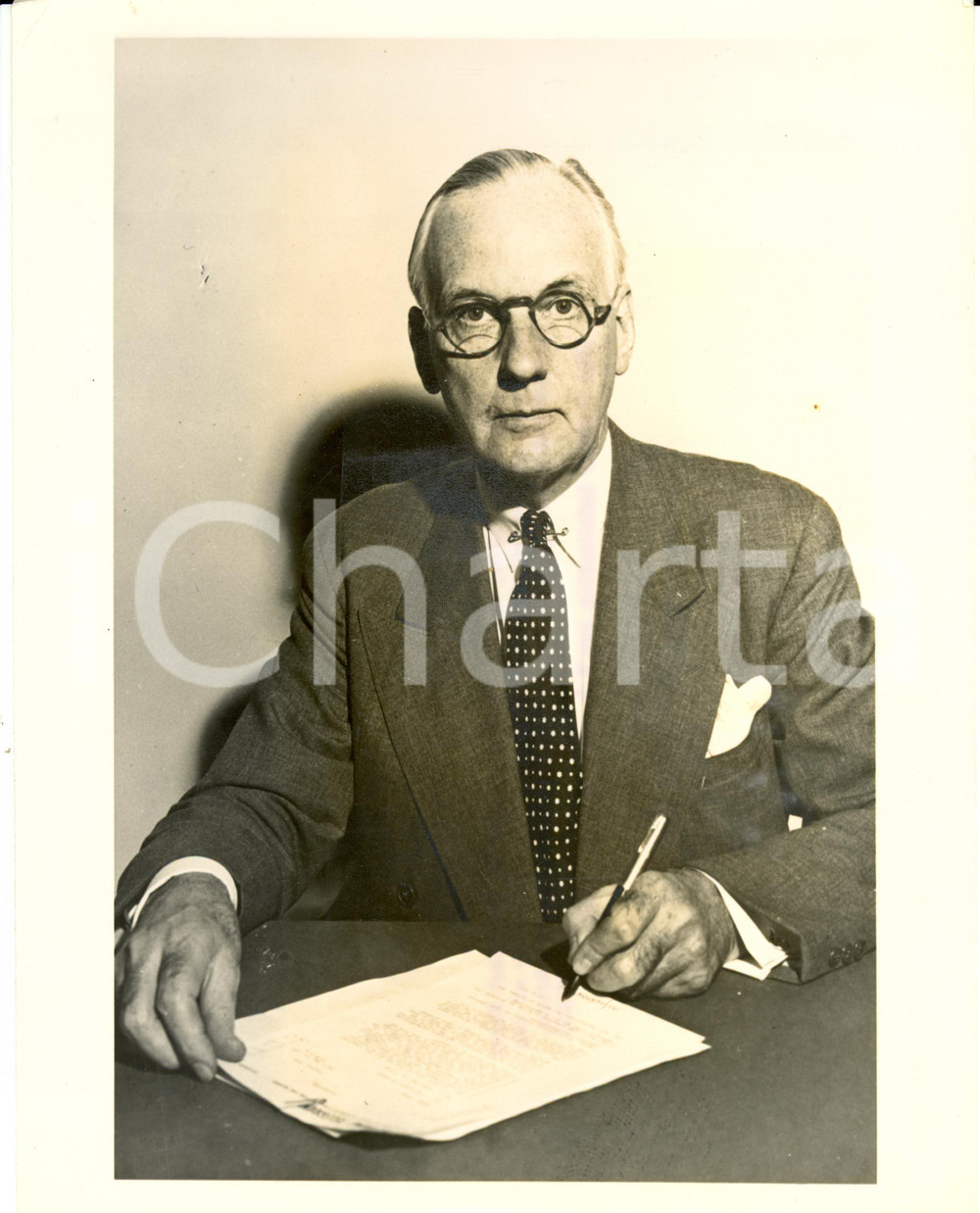 Fotografia d epoca originale 1947 USA Richard ALLEN Administrator Program for aid to wardevastated countries 1