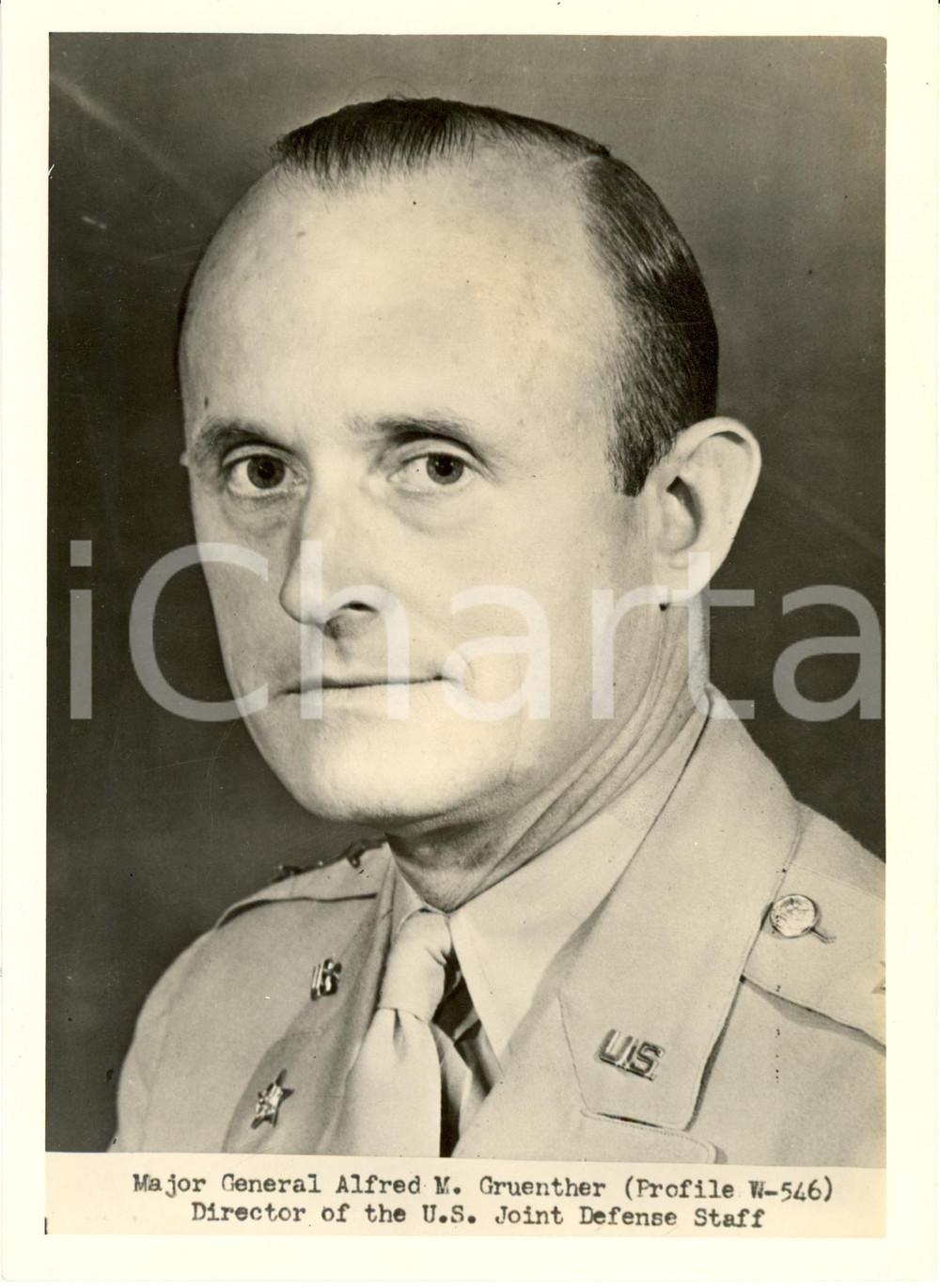 Fotografia d epoca originale 1950 ca USA Alfred GRUENTHER Major General of Joint Defense Staff Photograph 1