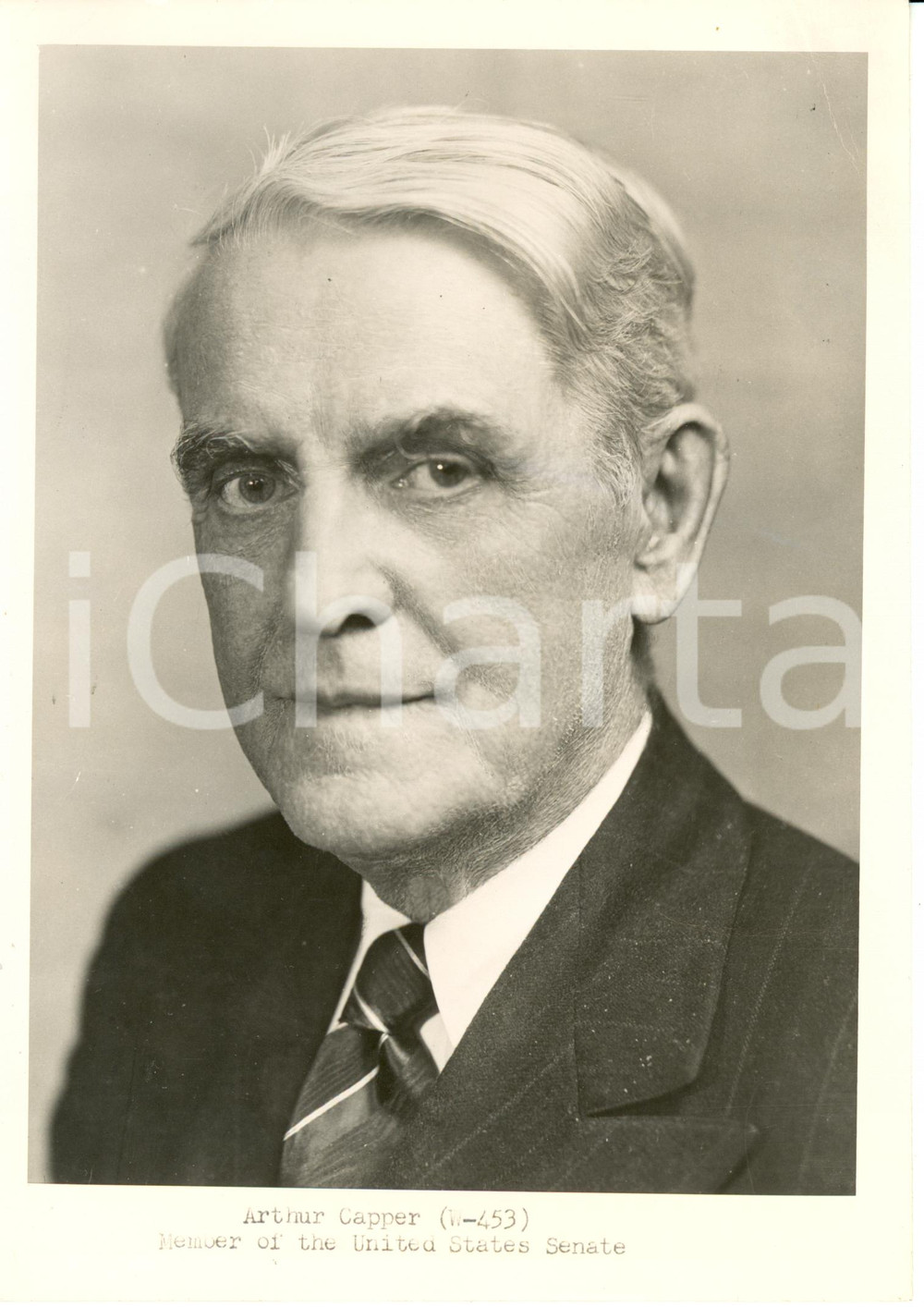 Fotografia d epoca originale 1930 ca USA Arthur CAPPER Member of the Senate from KANSAS Photograph 1