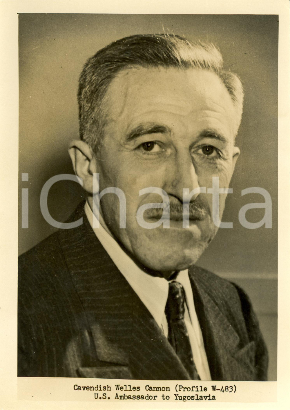 Fotografia d epoca originale 1950 ca USA? Cavendis WELLES CANNON Ambassador to YUGOSLAVIA Photograph 1