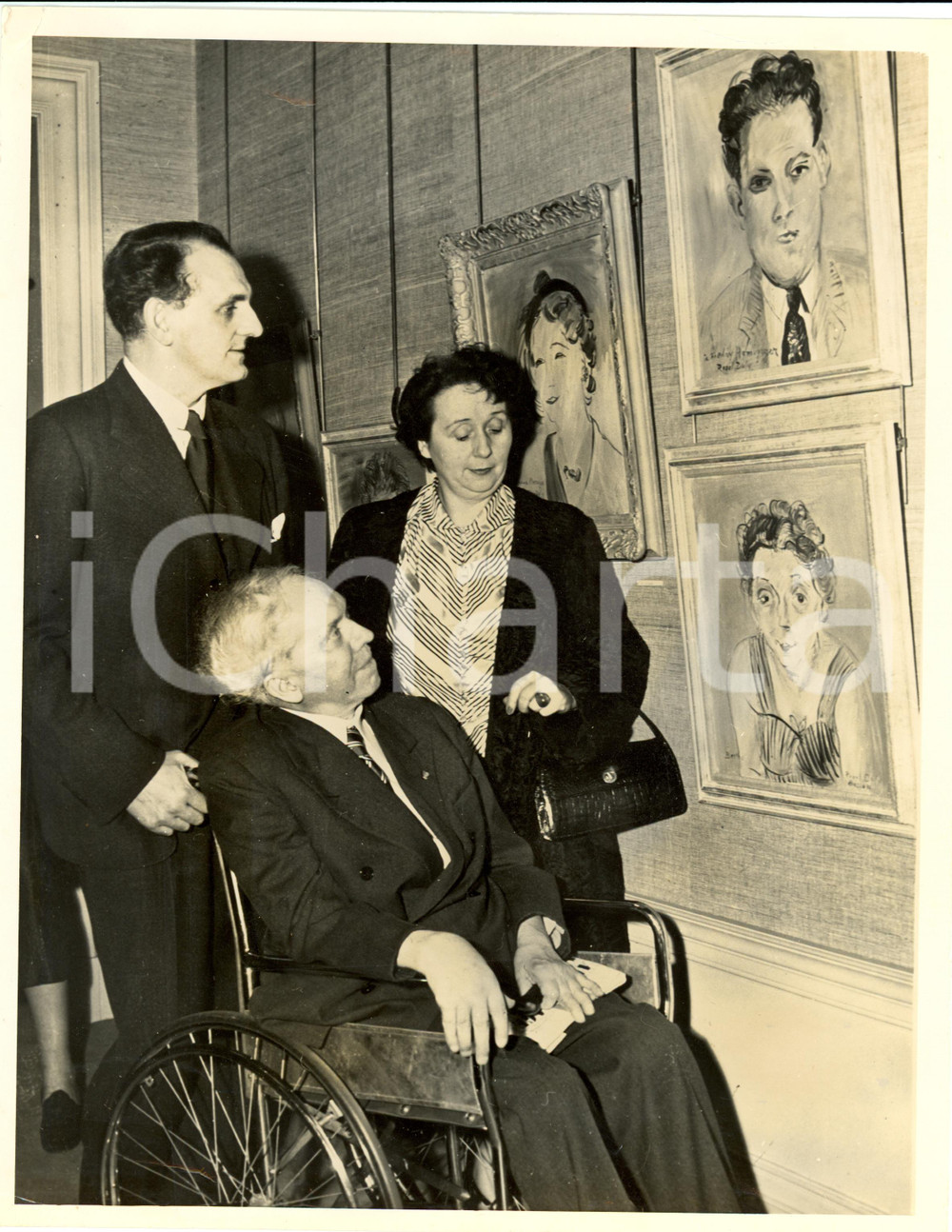 Fotografia d epoca originale 1951 NEW YORK USA LOUIS CARRE GALLERY Raoul DUFY visita la sua mostra Foto 1