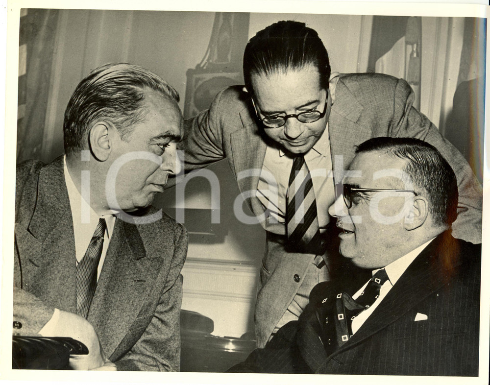 Fotografia d epoca originale 1947 NEW YORK USA Salvatore ALDISIO con sindaco William O DWYER e Luigi NARDI 1