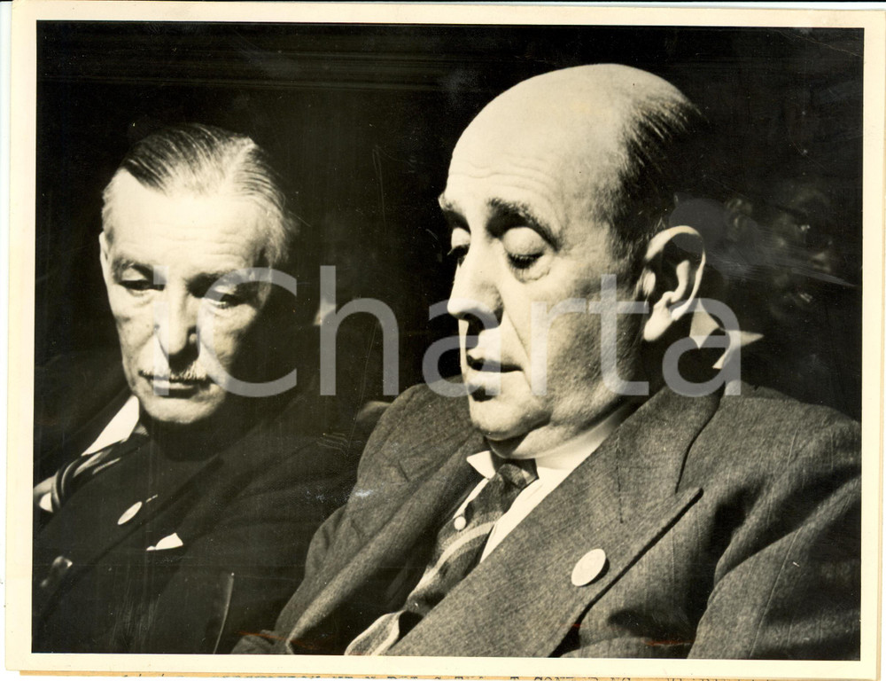 Fotografia d epoca originale 1945 SAN FRANCISCO USA Vladimir HURBAN Jan MASARIK CECOSLOVACCHI Conferenza ONU 1