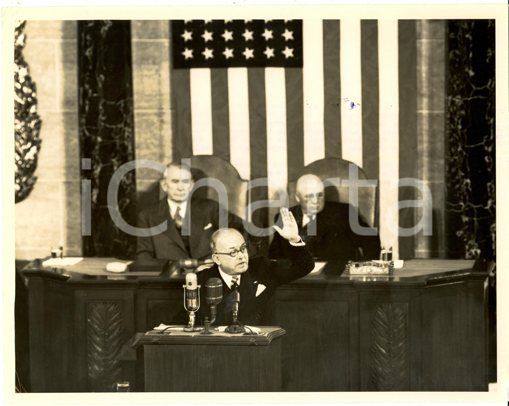 Fotografia d epoca originale 1951 WASHINGTON USA Vincent AURIOL with Alben BARKLEY and Sam RAYBURN Photo 1