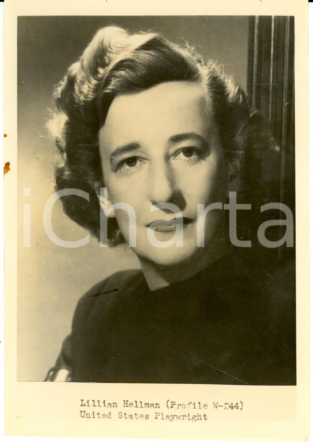Fotografia d epoca originale 1945 ca USA? Lillian Florence HELLMAN scrittrice e drammaturga Ritratto Foto 1