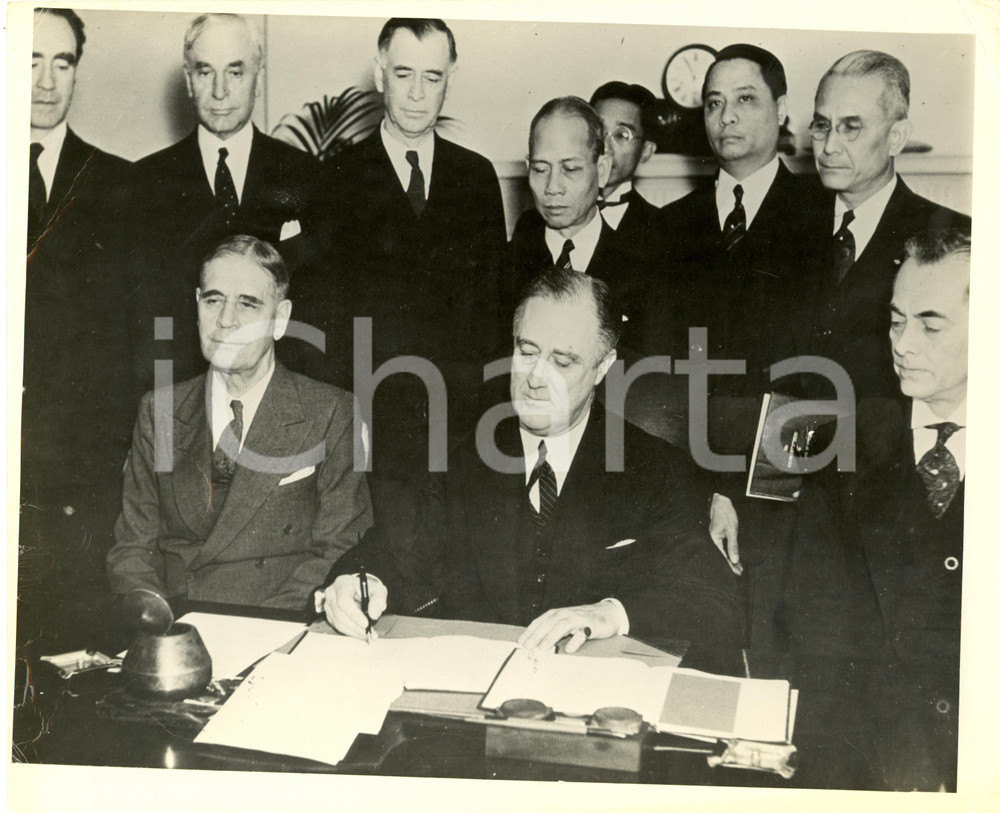 Fotografia d epoca originale 1935 WASHINGTON Franklin DELANO ROOSEVELT indipendenza FILIPPINE RISTAMPA 1950 1