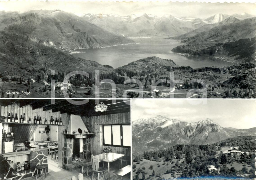 Cartolina originale da collezione 1958 CIVENNA CO Vedutine: GRIGNE, lago, CHALET GABRIELE Cartolina FG VG 1