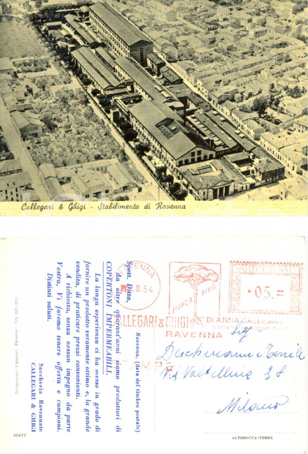 Cartolina originale da collezione 1954 RAVENNA RA Veduta Stabilimento CALLEGARI e GHIGI Cartolina FG VG 1
