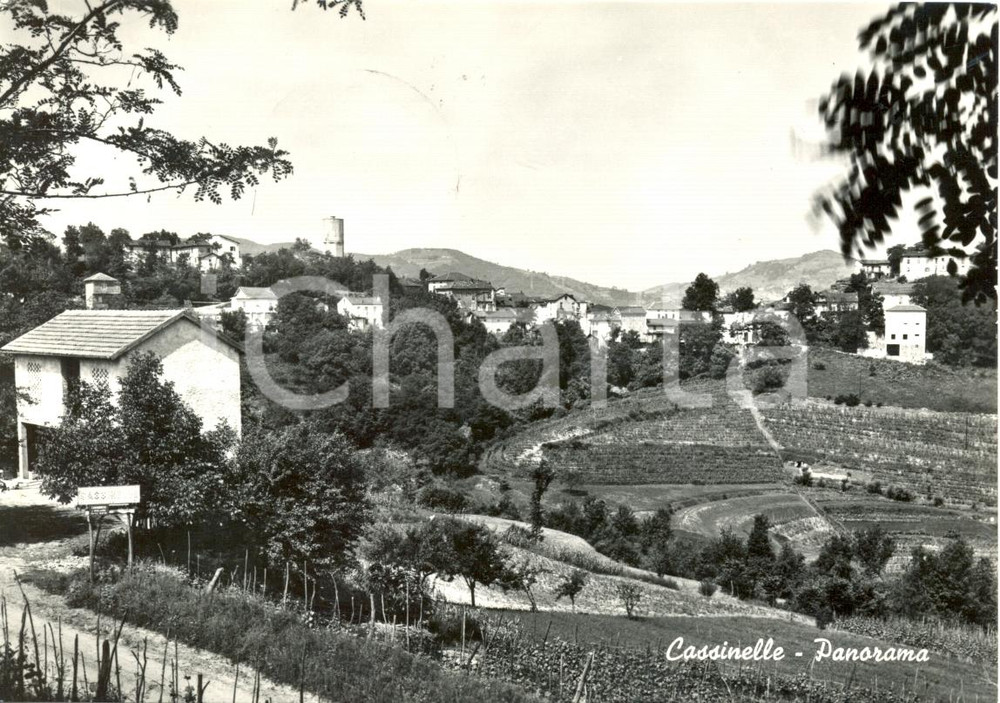 Cartolina originale da collezione 1961 CASSINELLE AL Panorama generale del paese e TORRE IDRICA Cartolina FG VG 1
