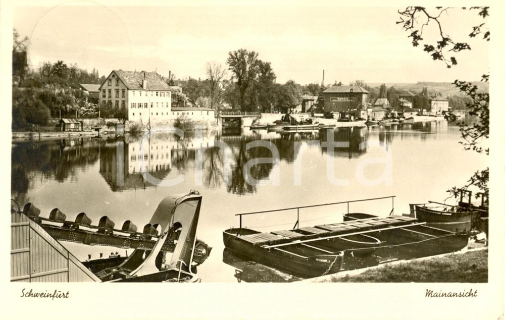Cartolina originale da collezione 1957 ca SCHWEIFURT GERMANIA Panorama generale Cartolina postale FP VG 1