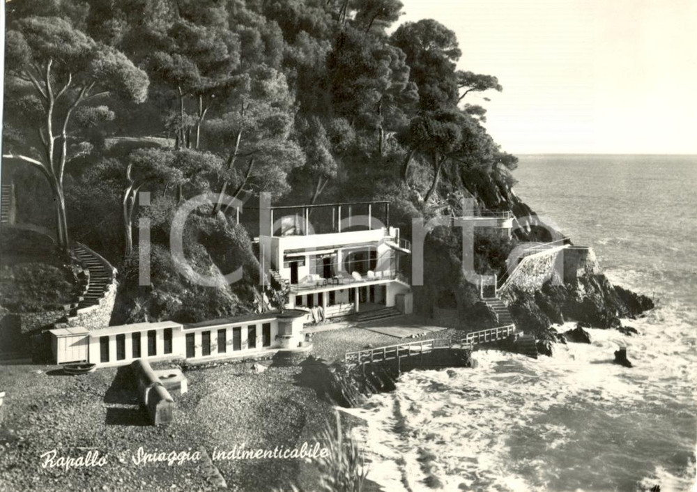 Cartolina originale da collezione 1954 RAPALLO GE Veduta della spiaggia Cartolina FG VG 1