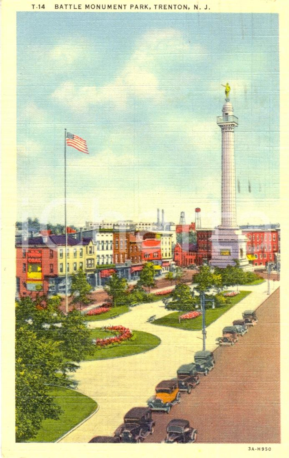 Cartolina originale da collezione 1955 TRENTON USA Battle Monument Park Cartolina postale FP VG 1