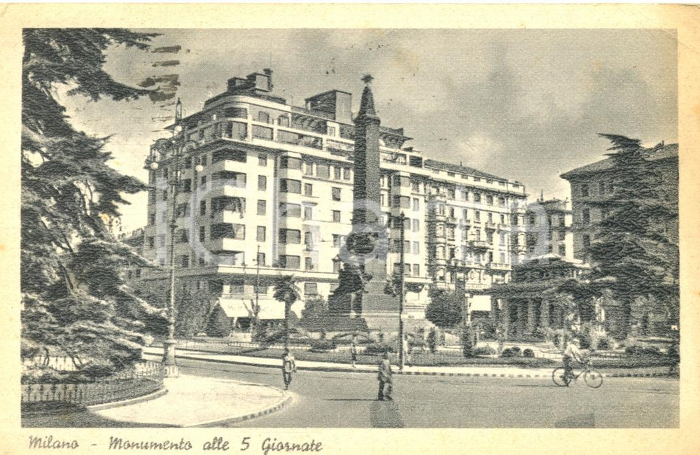 Cartolina originale da collezione 1943 MILANO Monumento alle Cinque Giornate di G. Grandi Cartolina animata FP VG 1