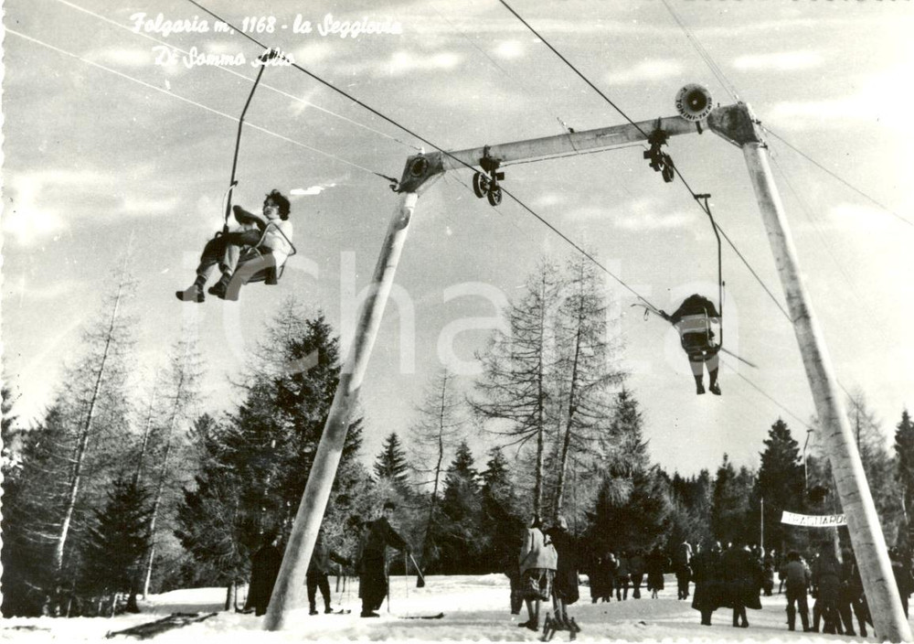 Cartolina originale da collezione 1959 FOLGARIA TN Veduta della seggiovia di Sommo Alto Cartolina postale FG VG 1