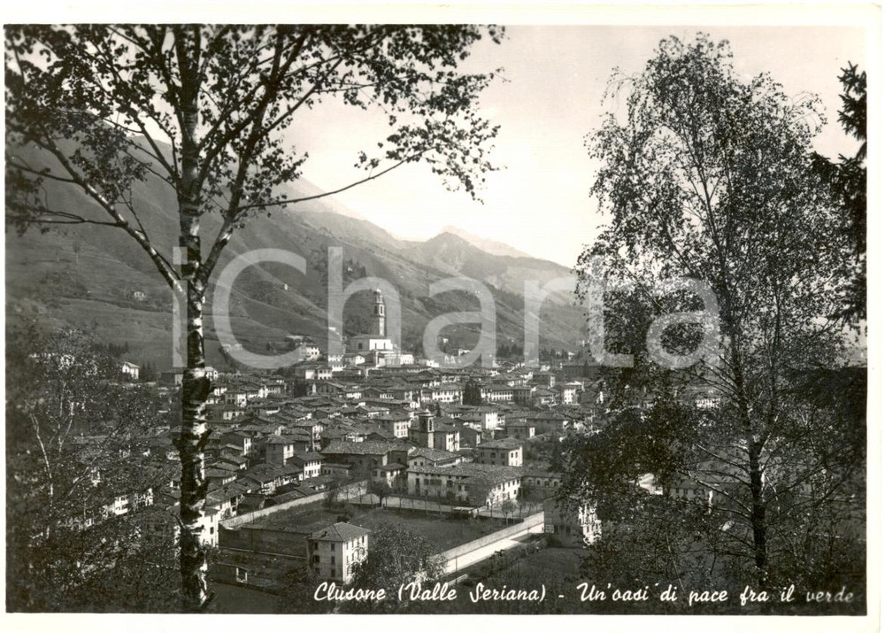 Cartolina originale da collezione 1955 CLUSONE BG Veduta panoramica Cartolina postale FG VG 1