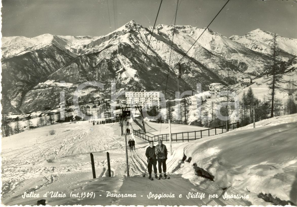 Cartolina originale da collezione 1954 SALICE D ULZIO TO Panorama, seggiovia e skilift Cartolina postale FG VG 1