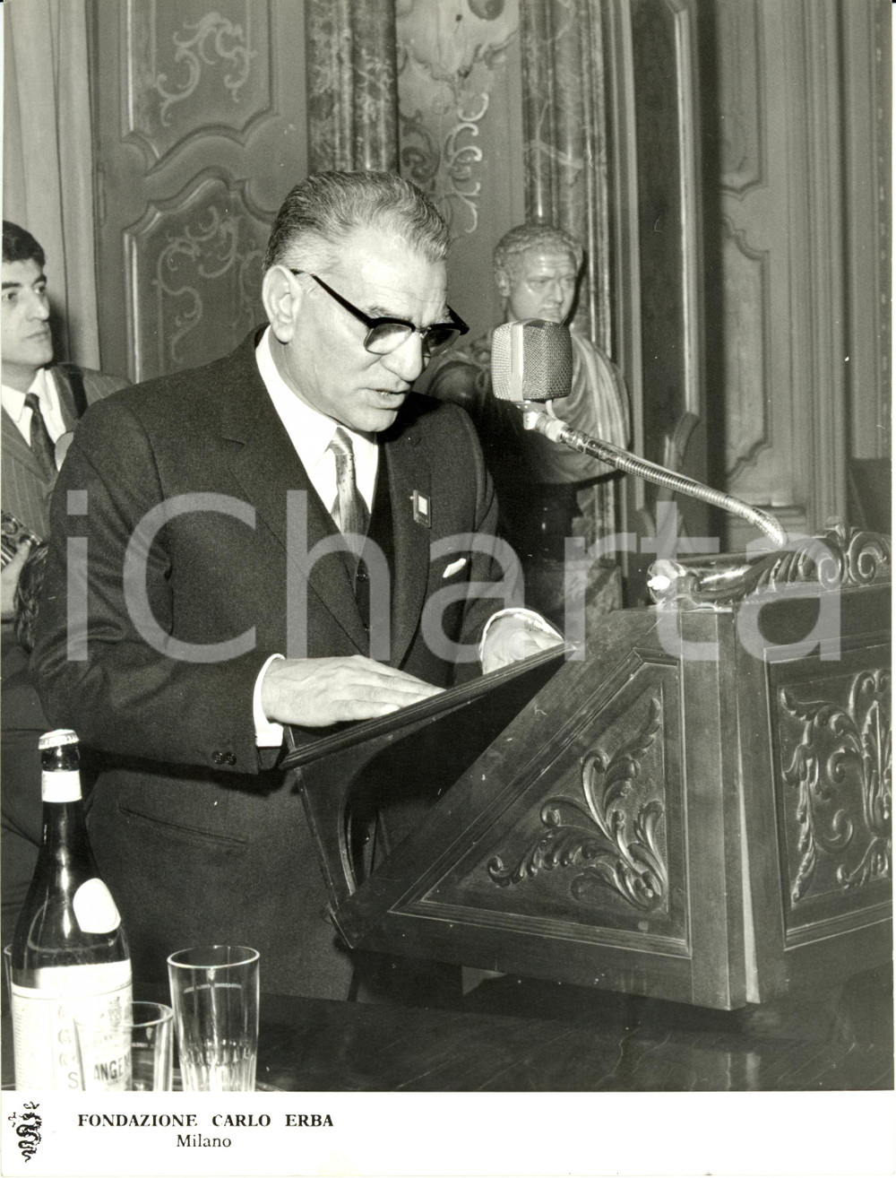 Fotografia d epoca originale 1969 MILANO Fondazione CARLO ERBA I Congresso INISM Discorso Umberto COZZOLINI 1