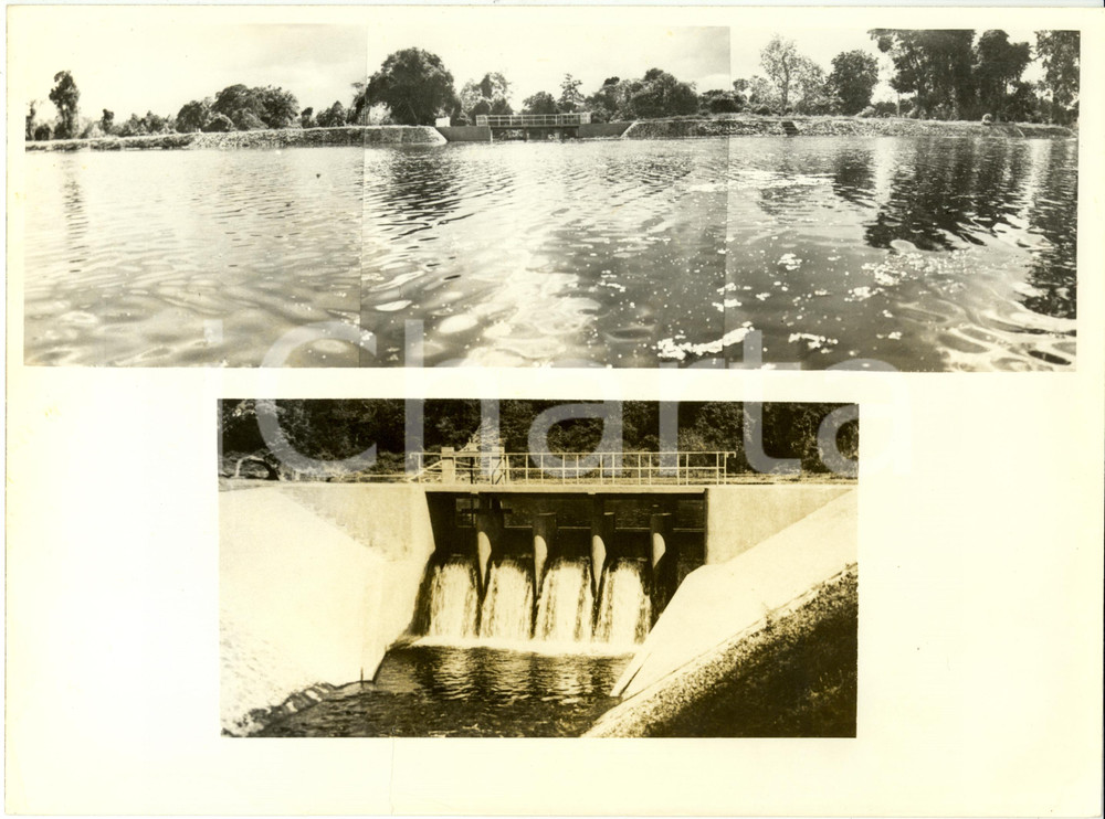 Fotografia d epoca originale 1960 ca KOMPONGCHAM Cambodia  Vedute della diga d irrigazione Fotografia 1
