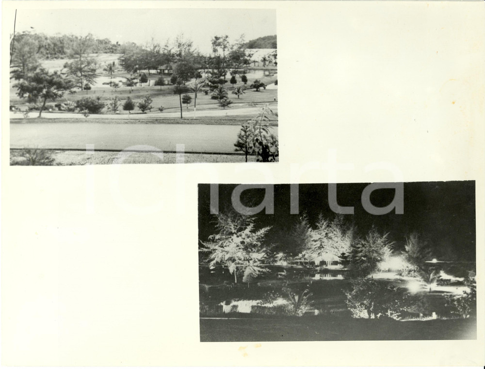 Fotografia d epoca originale 1960 ca SIHANOUKVILLE Cambodia Jardin de la Reine jour et nuit Photographie 1