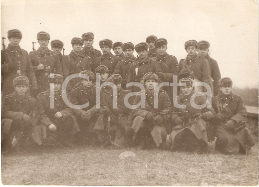 Fotografia d epoca originale 1950 ca URSS Militari ARMATA ROSSA Fotografia di gruppo durante esercitazione 1