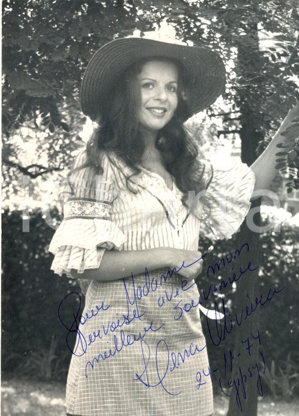 Autografo originale 1974 Ilena OLIVEIRA Fotografia con AUTOGRAFO 1